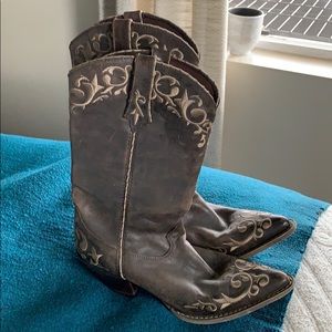 Brown embroidered Durango cowboy boots